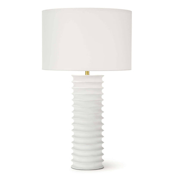 Matt white metal column lamp