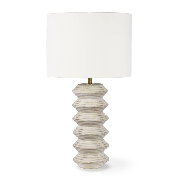 Whitewashed Wooden Table Lamp