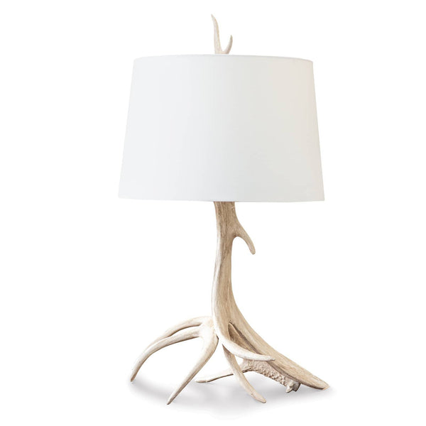 Antler Table Lamp in Neutral Tones, Linen Shade