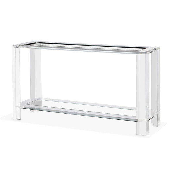 Large Acrylic and Tempered Glass Console Table