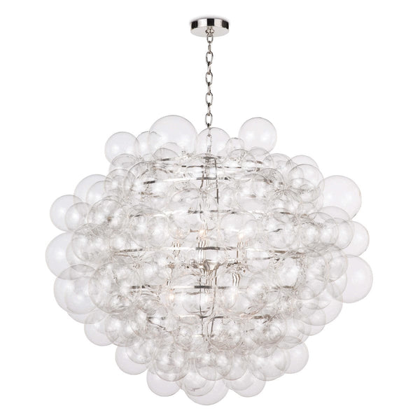multiple clear glass balls of varying sizes make a dramatic pendant light. Large Glass Bubble Pendant