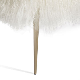 Long Hair Sheepskin Bench on Brass Stiletto Like Legs