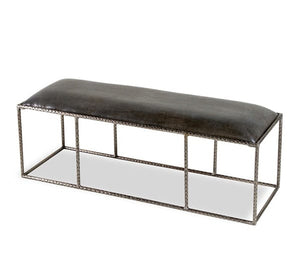 Gray Leather Bench - Hamptons Furniture, Gifts, Modern & Traditional