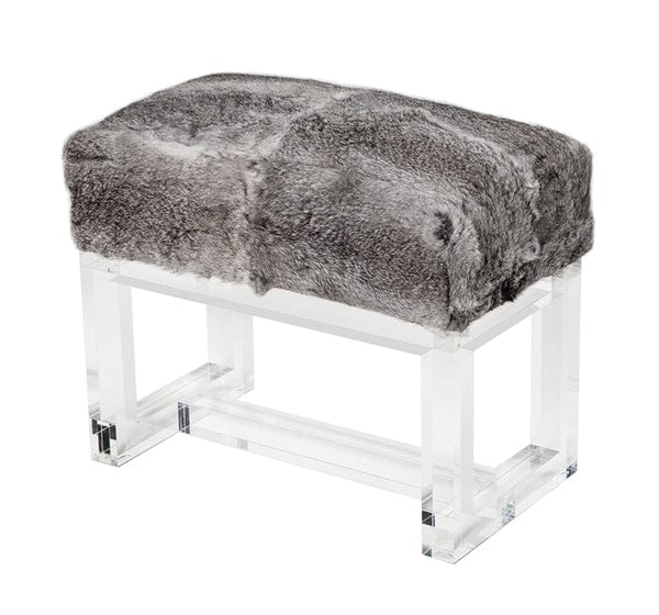 Acrylic and Hide Stool - Hamptons Furniture, Gifts, Modern & Traditional