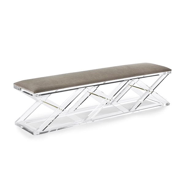 X-Base Acrylic Bench with Velvet Seat - Hamptons Furniture, Gifts, Modern & Traditional