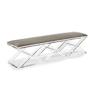 X-Base Acrylic Bench with Velvet Seat - Hamptons Furniture, Gifts, Modern & Traditional