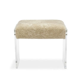 Short Shearling Stool with Acrylic Sides