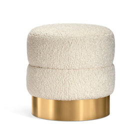 Plush Sherpa Stool with Nickel or Brass Base