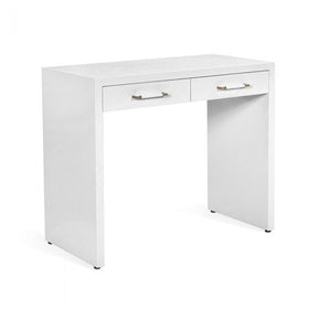 Petite Desk or Vanity , stylish modern,  in Faux Linen