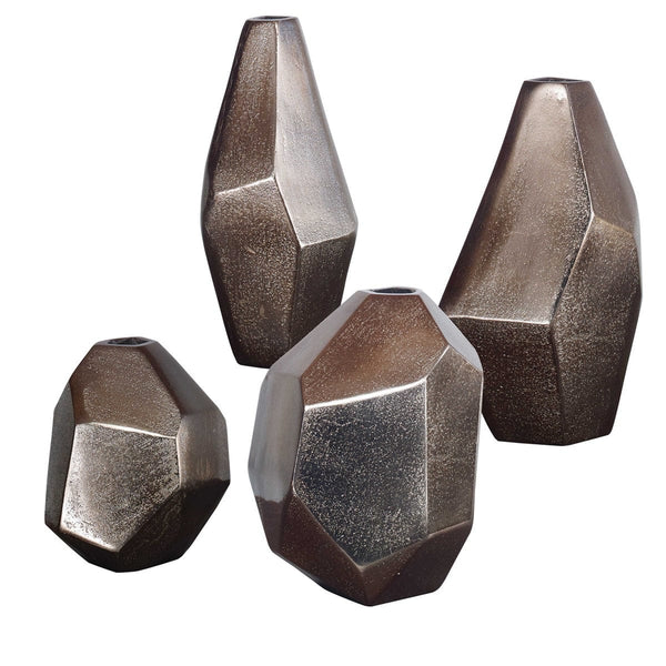Collection of Geometric Vases in Bronze