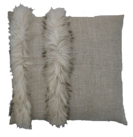 Large Fur and Linen Pillows