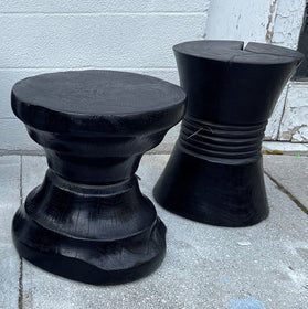 Organic Style Black Polished Stools or Side Tables in variety of styles