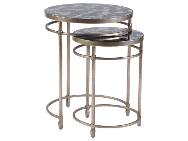 Set of Nesting Tables with antiqued glass