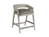 Counter Stool with Faux Leather Seat & Low Wicker Back