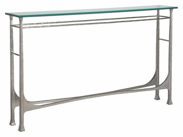 Narrow Iron Console, Glass Top