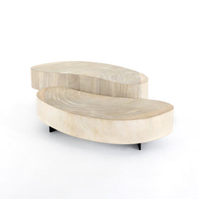 Bleached Kidney Shaped Coffee Tables in Two Heights
