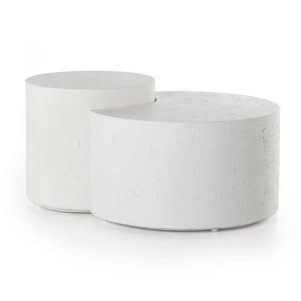 Two Tiered White Concrete Nesting Tables