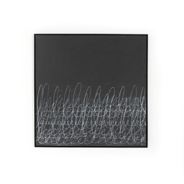 Dramatic abstract artwork on canvas in maple frame printed black