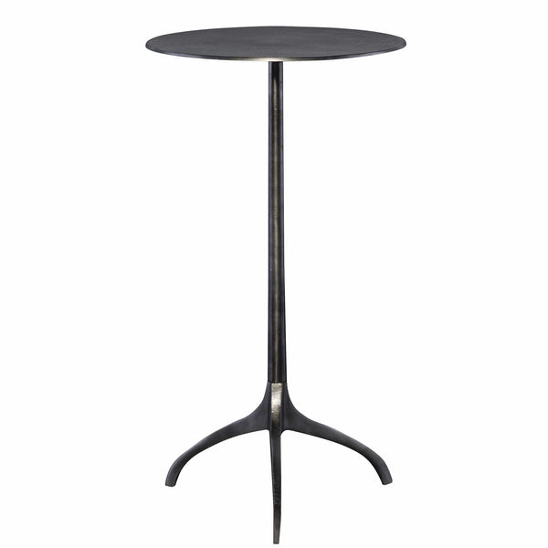 Simple Tall Round Black Iron Side Table