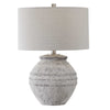 Distressed Stone Table Lamp with Linen Shade