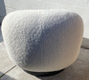 White Faux Sheepskin Sofa & Swivel Chairs