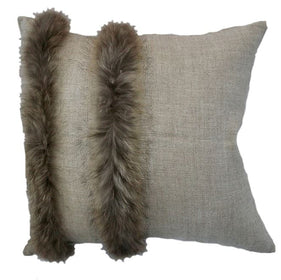 Large Fur and Linen Pillows