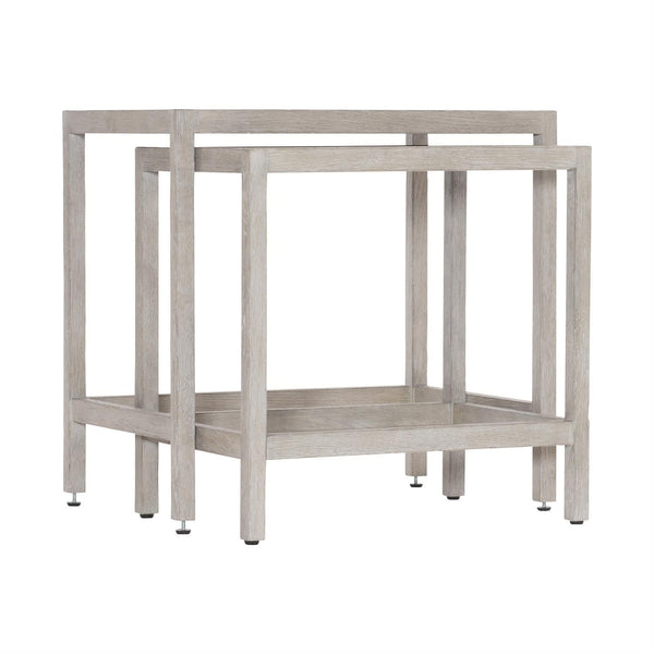 Nesting Side Tables in Natural Wood, Wire- brushed Finish