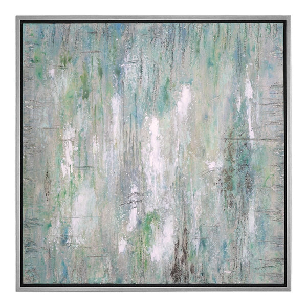 Hand Painted Abstract Canvas with Silver Frame