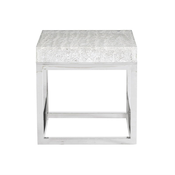 Ice like Side Table with Stainless Steel Base