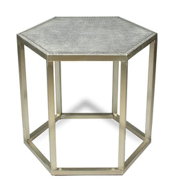 Side Table with Leather Top and Nail Head Detail