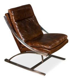 Leather and Steel Lounge Chair