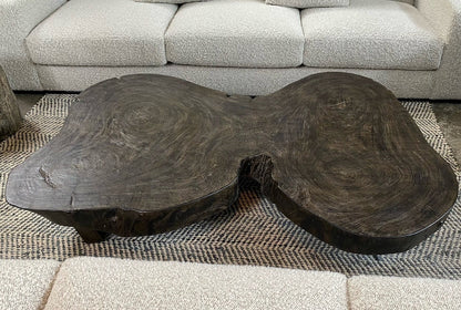 Large Tree Trunk Coffee Table in Dark Brown Stained Finish