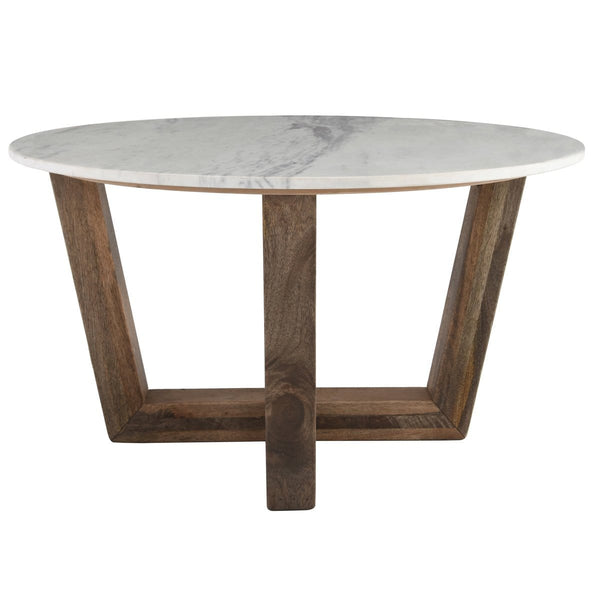 Marble Top Round Coffee Table with hardwood base