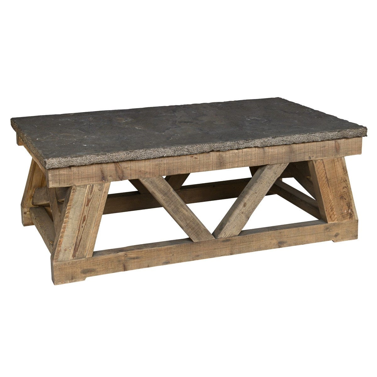 Rustic Stone Top Coffee Table – English Country Home