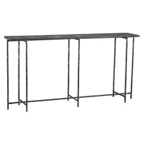 Narrow Iron Console Table with Stone Top - Hamptons Furniture, Gifts, Modern & Traditional
