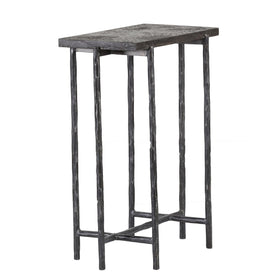 16" Side Table, blue stone top, iron base