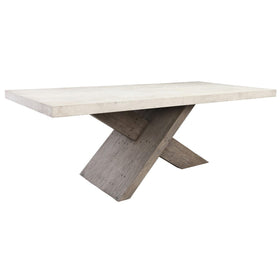 lightweight concrete dining table with reclaimed pine base