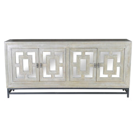Grey Wood Sideboard with mirrored accents - Hamptons Furniture, Gifts, Modern & Traditional