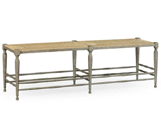 Grey Oak Bench with Rush Seat - Hamptons Furniture, Gifts, Modern & Traditional
