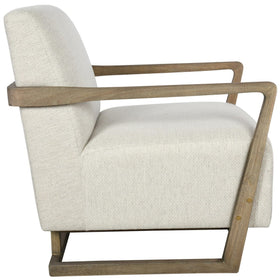 Accent Chair in Neutral Fabric and Wood Frame