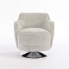 Light Grey Boucle Swivel Chair on Stainless Steel Base