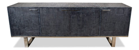 Embossed Blue/Grey Leather Sideboard| Hamptons Furniture – English ...