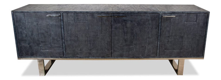 Embossed Navy Blue/Grey Leather Sideboard