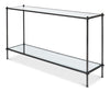Hand Chased Iron Console Table with Glass, Industrial Style