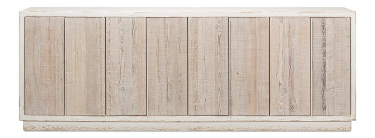 Long Narrow Beachy Sideboard in white Distressed Finish