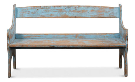 Rustic Blue Pine Bench