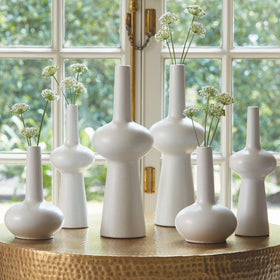 Set of three Matt White vases