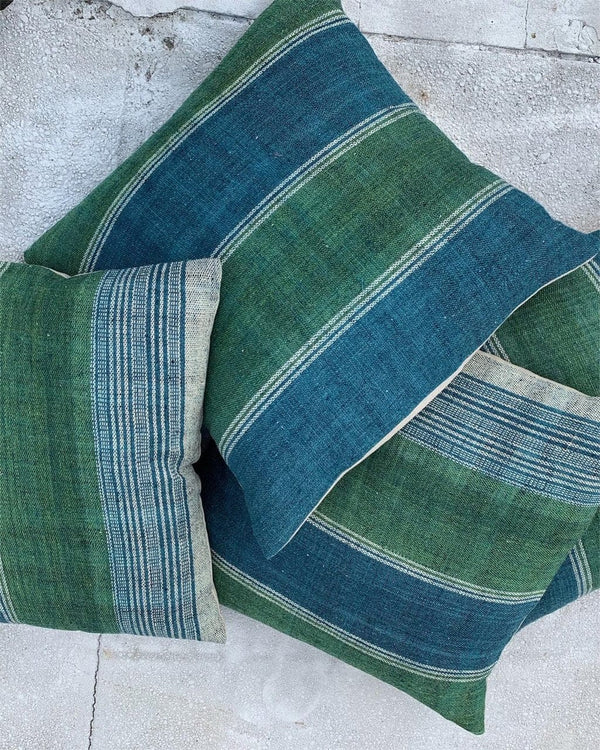 Green and Indigo Woven Pillows - Hamptons Furniture, Gifts, Modern & Traditional
