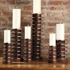 Stacked metal and wood Candle holders - Hamptons Furniture, Gifts, Modern & Traditional