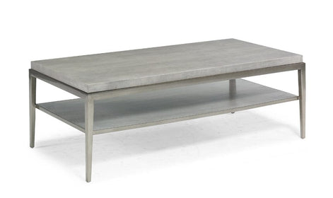 Simple modern cocktail table with tapered metal legs